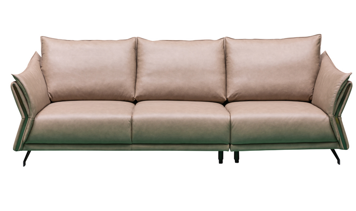 Giada 3-Seater Leather Sofa with Attached Back Cushion in Brown