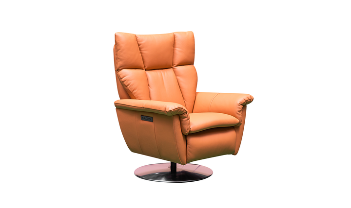 Alessandro Double Power Leather Swivel Chair in Brown- jennifer furniture