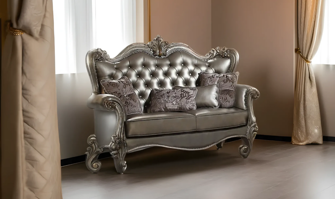 Acme Versailles Eastern Loveseat with 4 Pillows- jennifer furniture