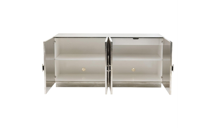 Bernhardt Barcelona Entertainment Credenza In Silver With Wooden Back