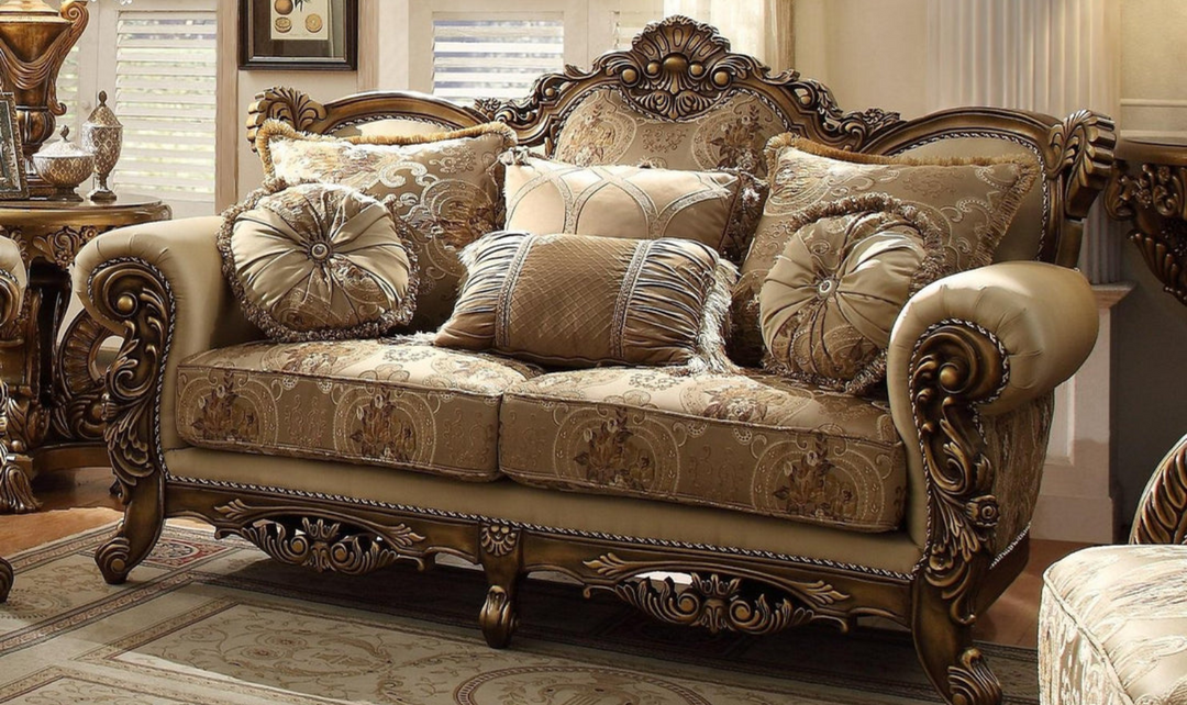 Homeydesign Hendra 2-Seater Fabric Traditional Loveseat in Brown- jennifer furniture