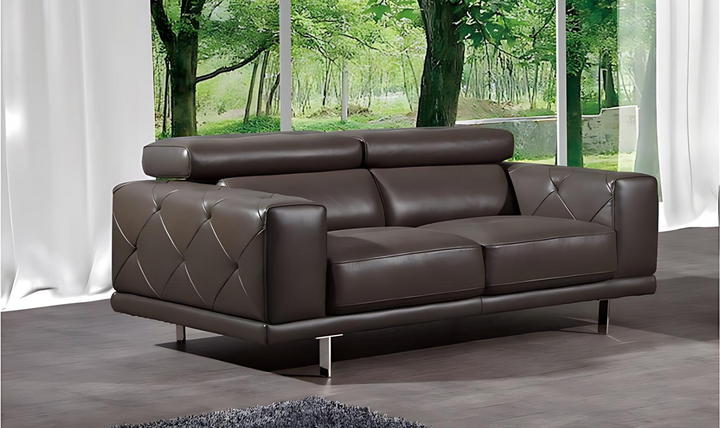 Gio Italia Faby Modern Leather Loveseat with Adjustable Headrest