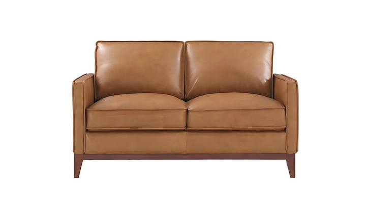 Gio Italia Harper Tan Leather Modern Loveseat with Track Arms