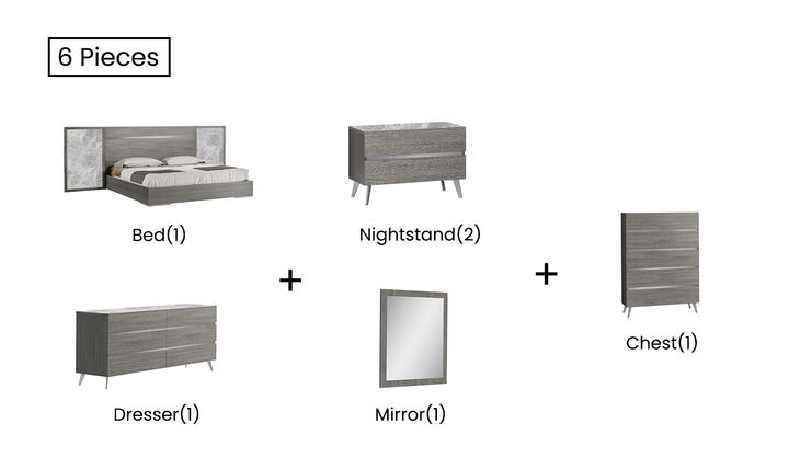 Jennifer Italia Victoria Premium Bedroom Set In Light Gray - Jennifer Furniture