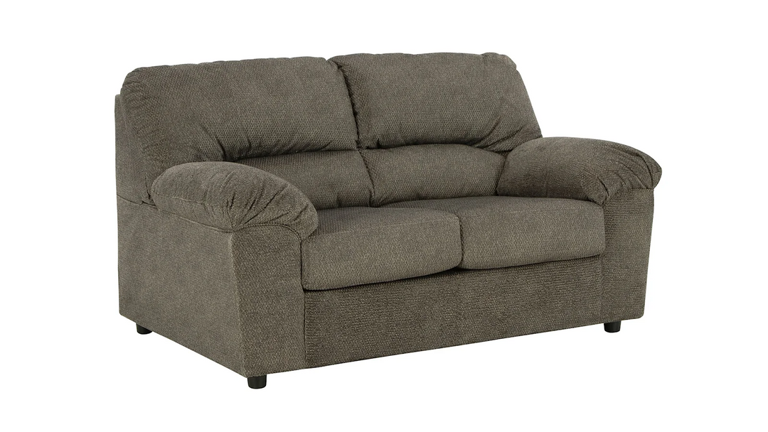 Ashley  Norlou Brown Fabric Loveseat with Pillow Arms