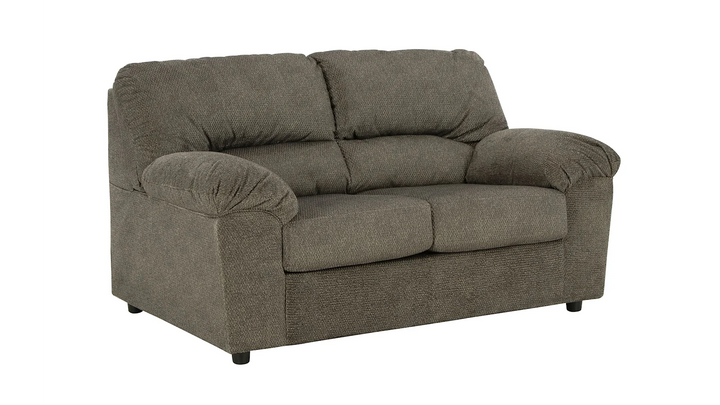 Ashley  Norlou Brown Fabric Loveseat with Pillow Arms