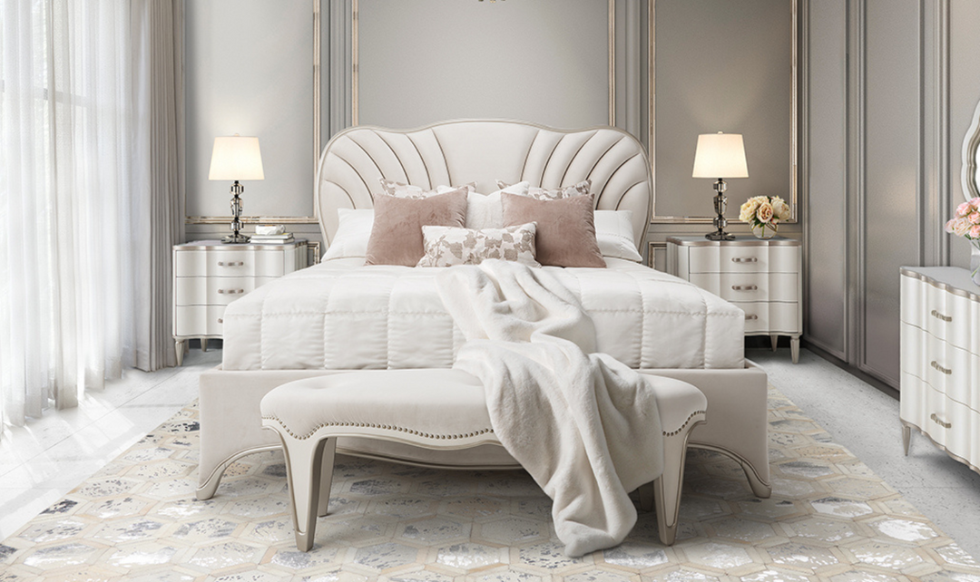 AICO London Place Bed in Creamy Pearl Finish