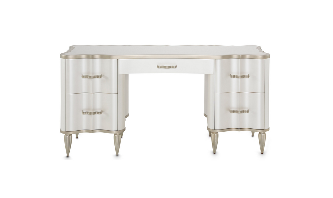 AICO London Place Vanity Desk in Creamy Pearl Finish