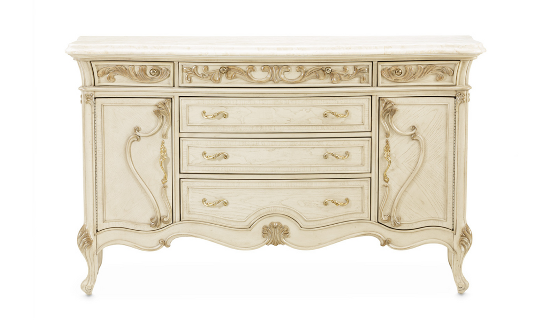 AICO Platine de Royale Sideboard with 6 Drawer in Champagne