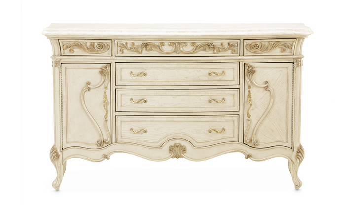 AICO Platine de Royale Sideboard with 6 Drawer in Champagne