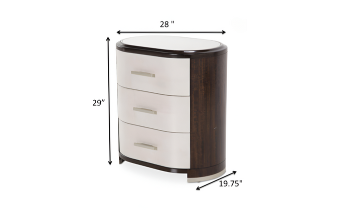 AICO Paris Chic 3-Drawer Nightstand with Marbled Top