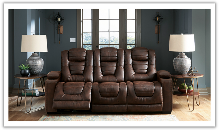 Ashley Owner's Box 2-Seater Leather Recliner Loveseat in Brown-Jennifer Furniture