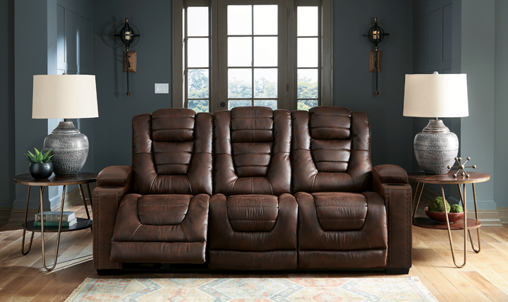 Ashley Owner's Box 2-Seater Leather Recliner Loveseat in Brown-Jennifer Furniture