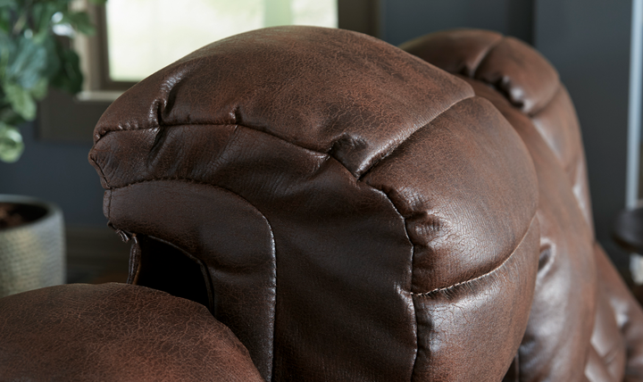 Ashley Owner's Box 2-Seater Leather Recliner Loveseat in Brown-Jennifer Furniture