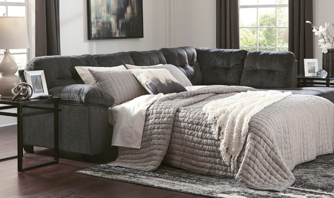 Accrington 2-Piece Sleeper Sectional With Chaise In Granite- jennifer furniture