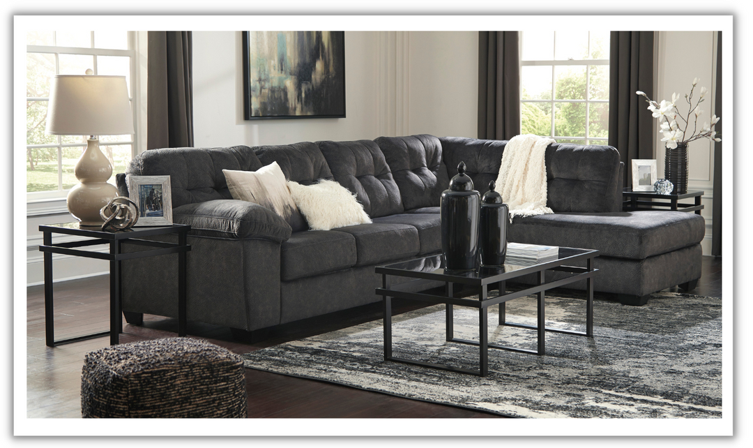 Accrington 2-Piece Sleeper Sectional With Chaise In Granite- jennifer furniture