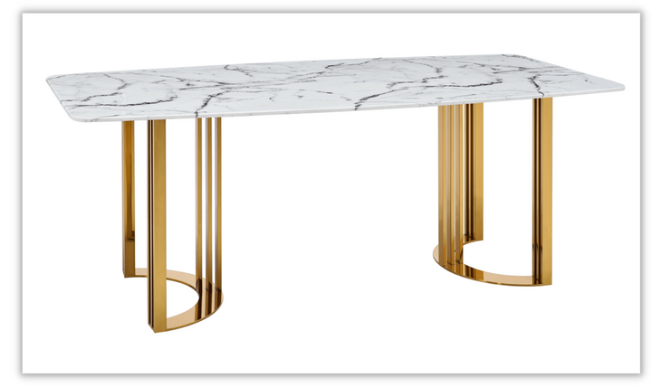 ESF Italia Adelaide Rectangle Dining Table with Marble Top