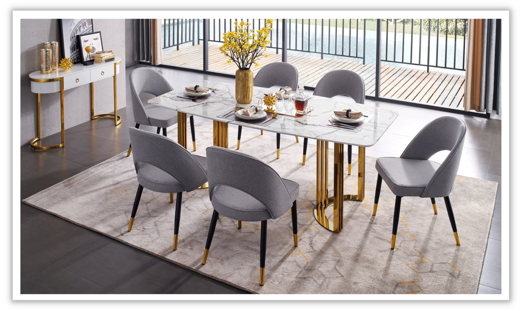 ESF Italia Adelaide Rectangle Dining Table with Marble Top