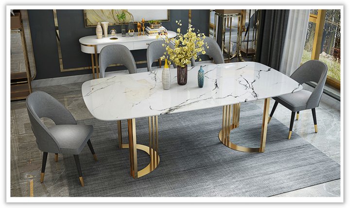 ESF Italia Adelaide Rectangle Dining Table with Marble Top