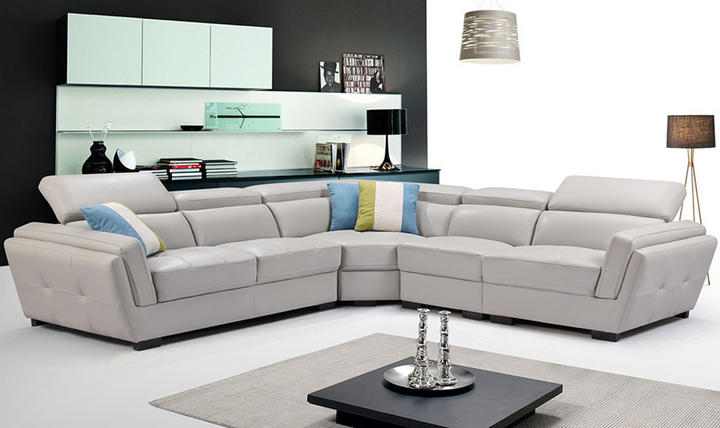 Adley L-shaped Leather Sectional with Adjustable Headrests