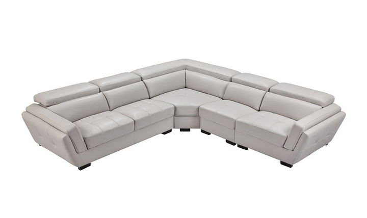 Adley L-shaped Leather Sectional with Adjustable Headrests