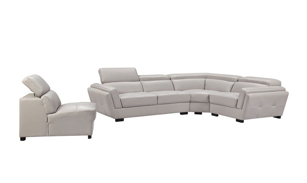 Adley L-shaped Leather Sectional with Adjustable Headrests