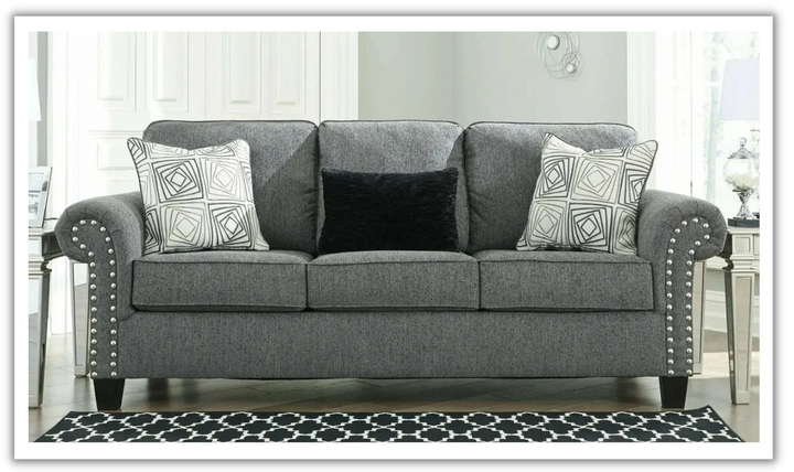 Ashley Agleno 3-Seater Stationary Fabric Sofa in Gray