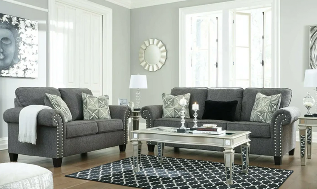 Ashley Agleno 3-Seater Stationary Fabric Sofa in Gray