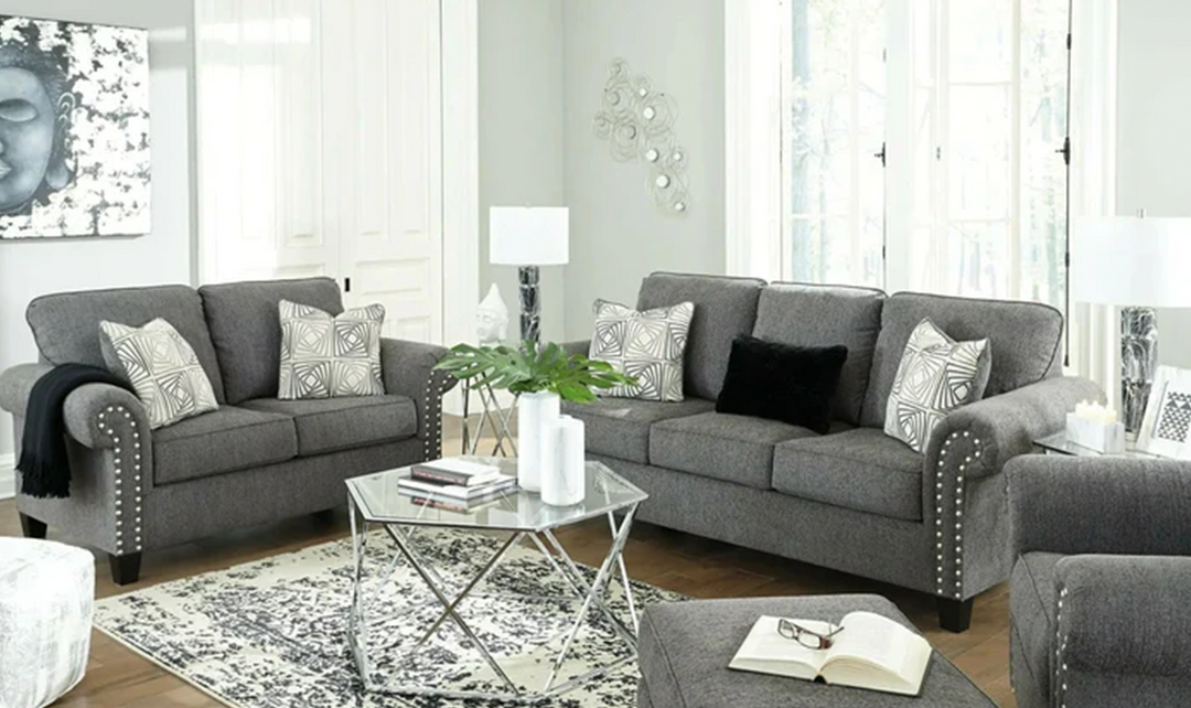 Ashley Agleno 3-Seater Stationary Fabric Sofa in Gray