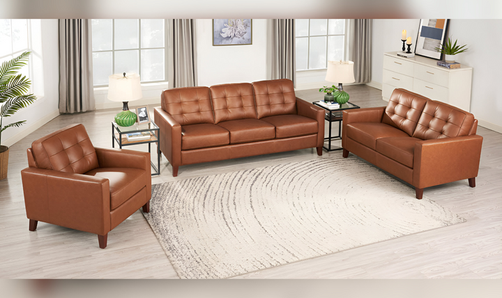 Aiden 2-Seater Leather Loveseat With Track Arms