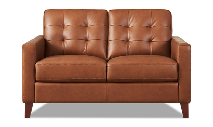 Aiden 2-Seater Leather Loveseat With Track Arms