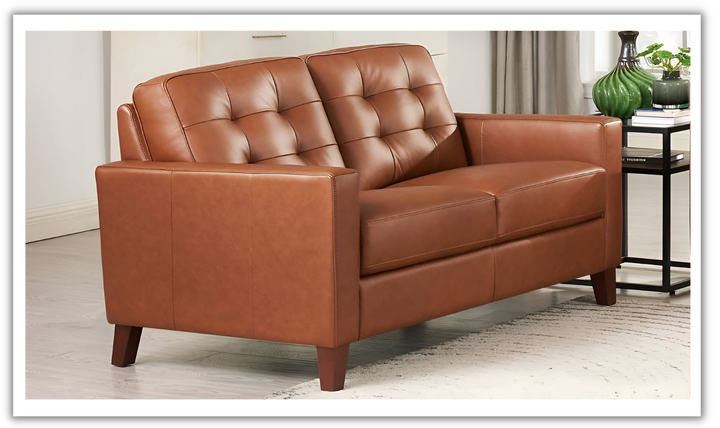 Aiden 2-Seater Leather Loveseat With Track Arms