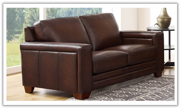 Alice 2-Seater Leather Loveseat With Track Arms