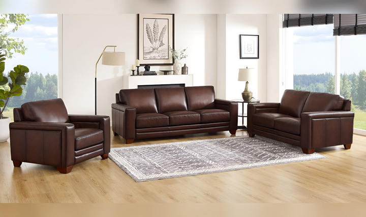 Alice 2-Seater Leather Loveseat With Track Arms