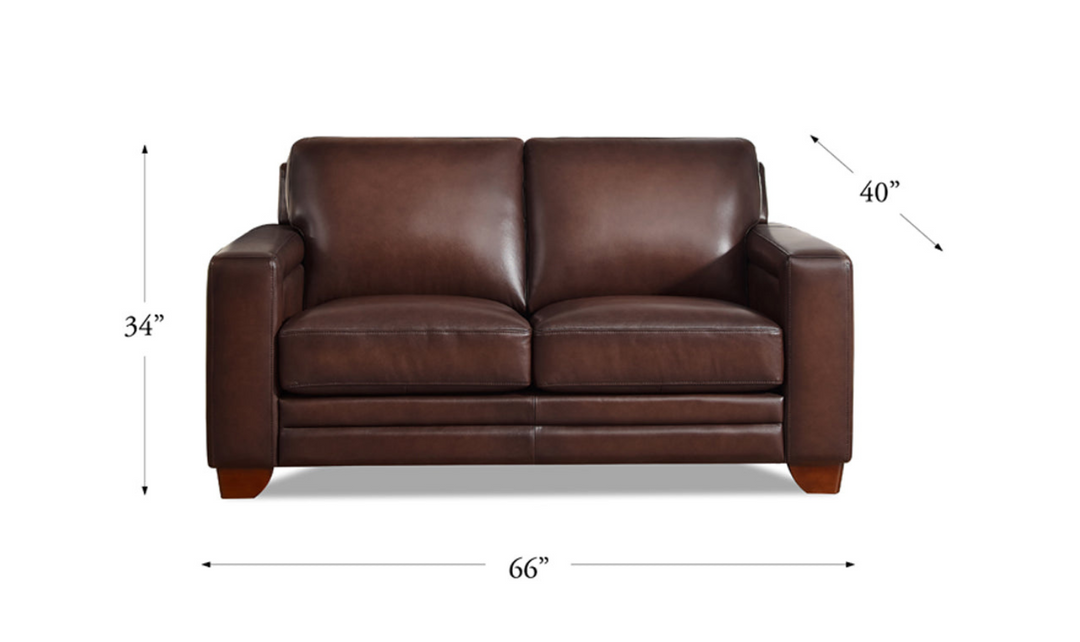 Alice 2-Seater Leather Loveseat With Track Arms