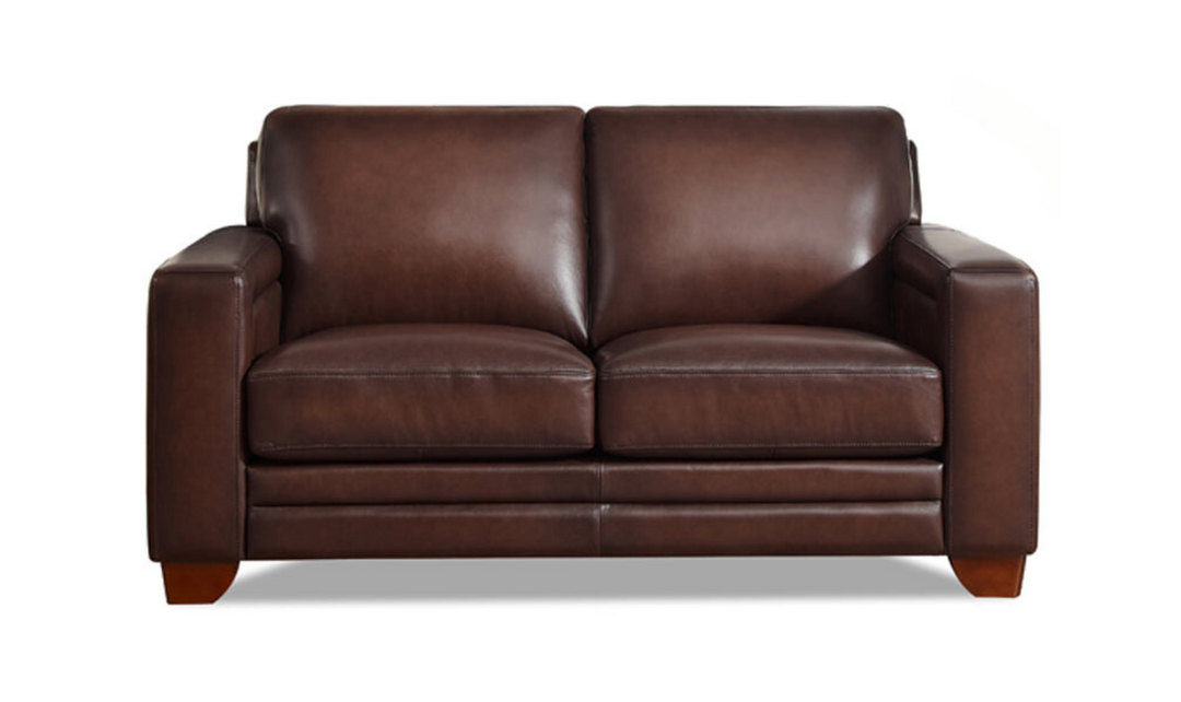 Alice 2-Seater Leather Loveseat With Track Arms