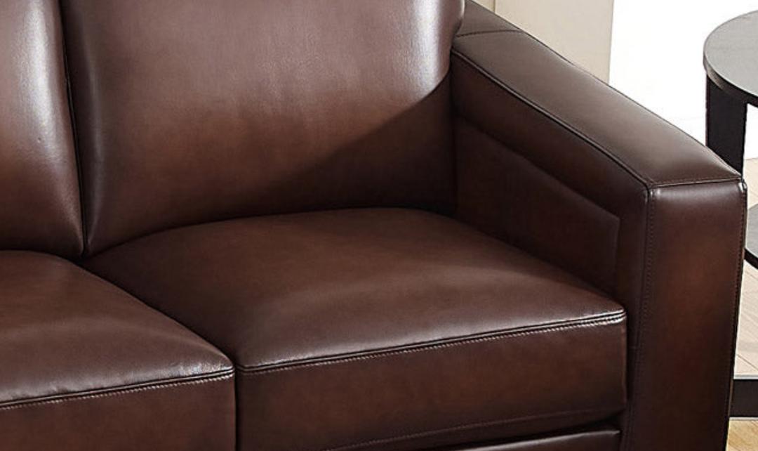 Alice 2-Seater Leather Loveseat With Track Arms