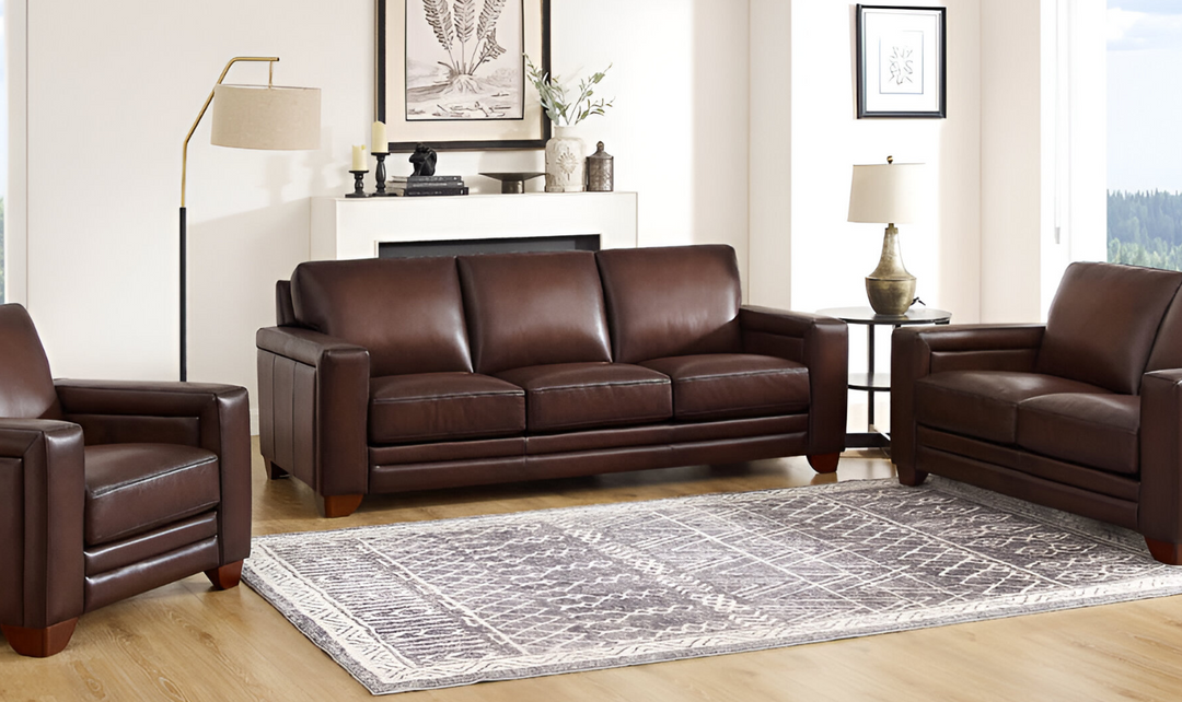 Alice 3-Seater Leather Sofa With Track Arms