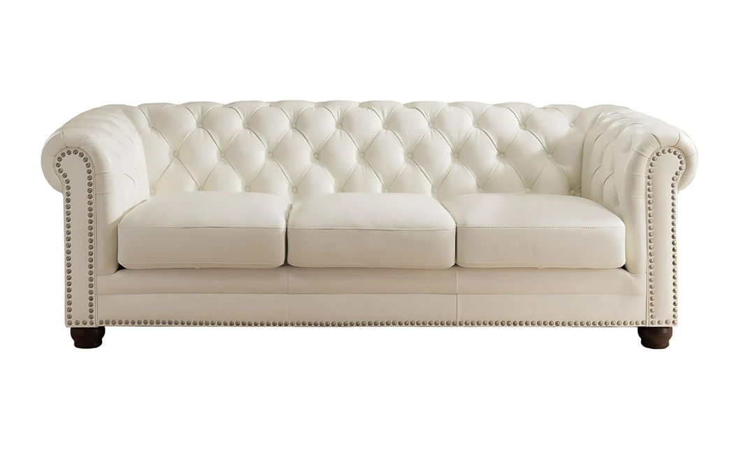 Aliso 3-Seater Leather Sofa With Rolled Arms-Jennifer Furniture