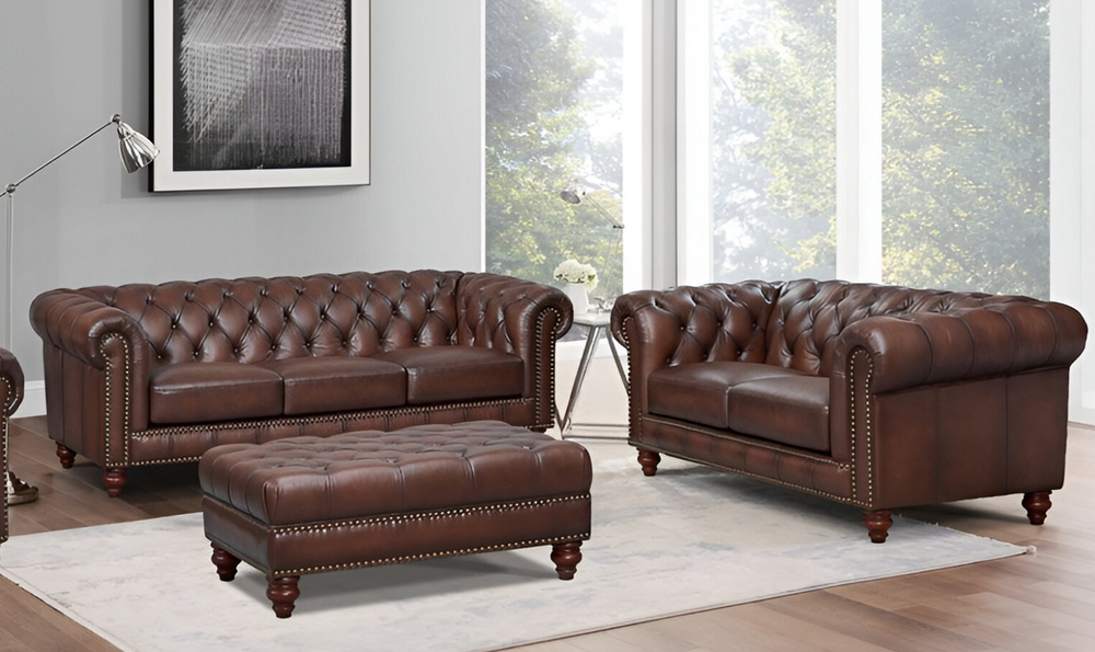 Alton Bay 2-Seater Leather Loveseat With Box Cushions-Jennifer Furniture