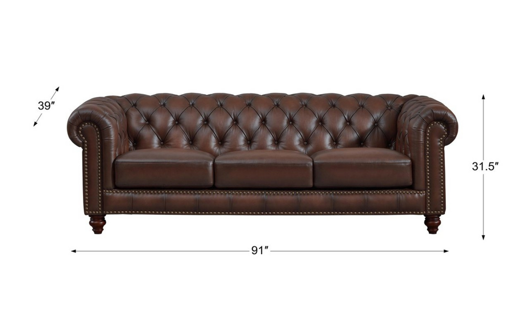 Alton Bay 3-Seater Leather Sofa With Box Cushions-Jennifer Furniture