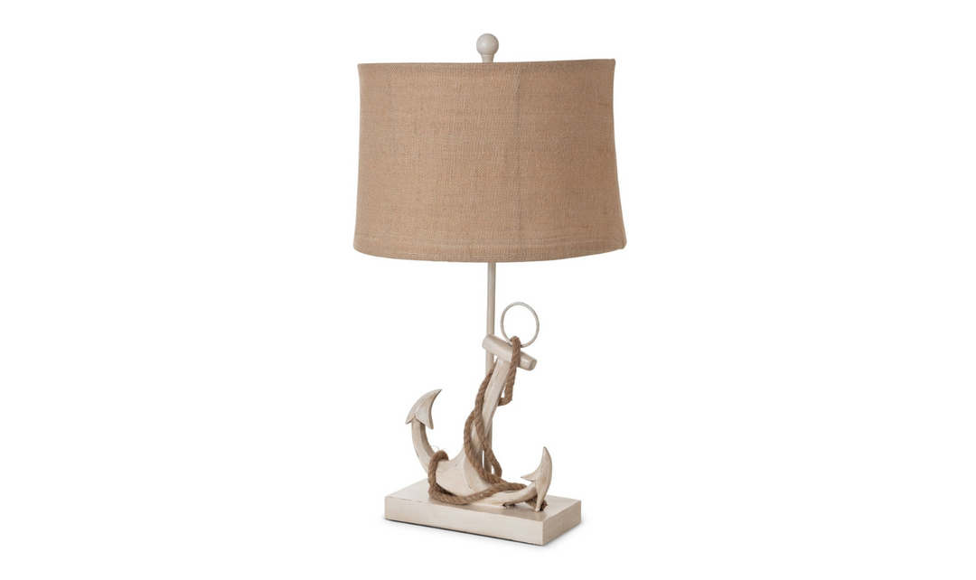 Anchor 28" Distressed Polyresin Coastal Table Lamp with USB (Set of 2)