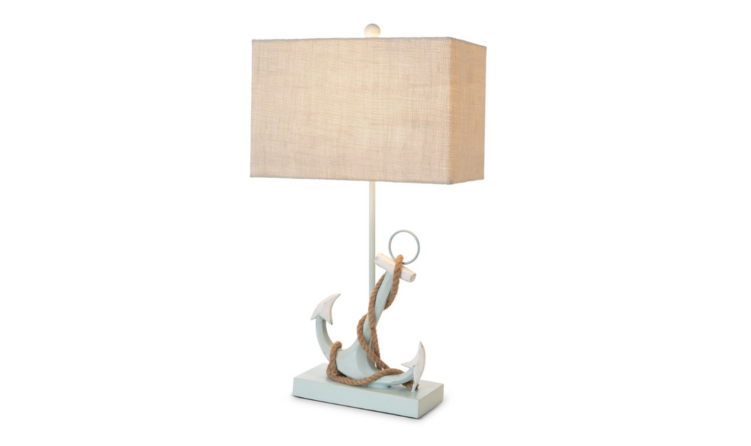 Anchor 28" Distressed Polyresin Coastal Table Lamp with USB (Set of 2)