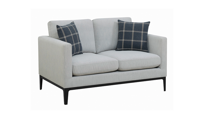 Coaster Apperson Cushioned Back Loveseat with Track Arms in Grey-Jennifer Furniture