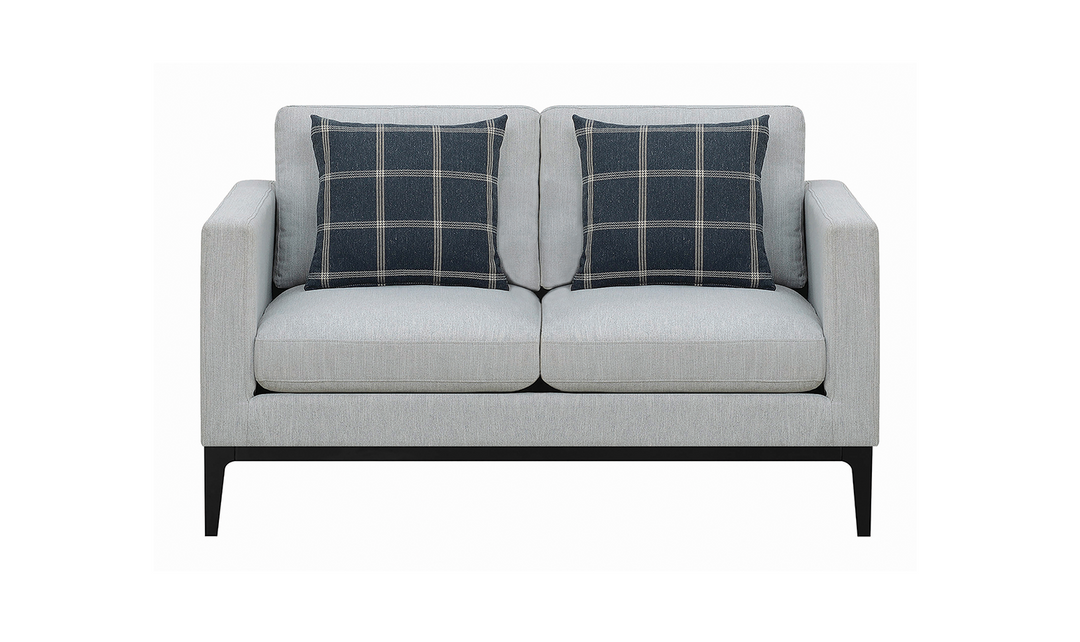 Coaster Apperson Cushioned Back Loveseat with Track Arms in Grey-Jennifer Furniture