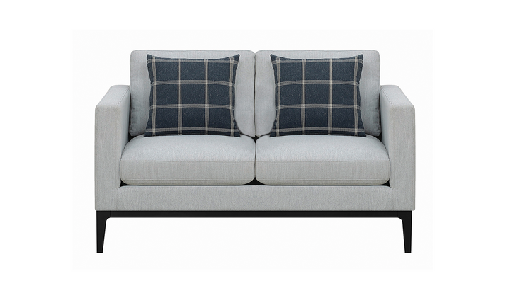 Coaster Apperson Cushioned Back Loveseat with Track Arms in Grey-Jennifer Furniture