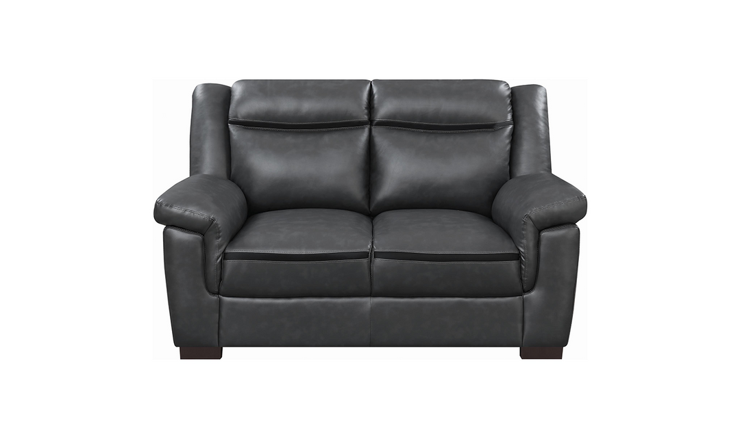 Coaster Furniture Arabella Modern Leather Loveseat in Gray- Jennifer Furniture