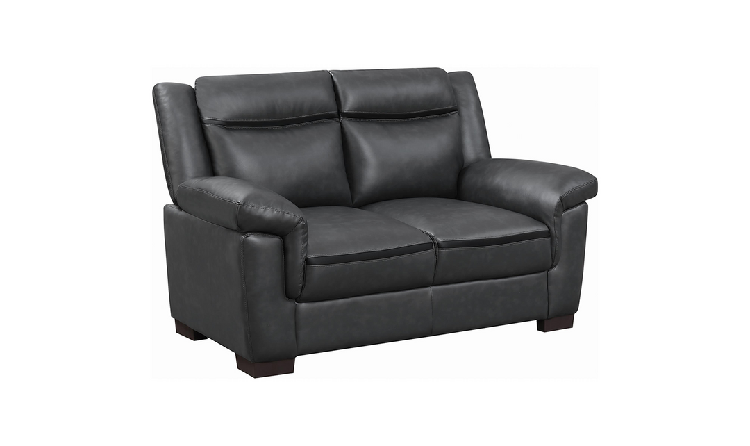 Coaster Furniture Arabella Modern Leather Loveseat in Gray- Jennifer Furniture