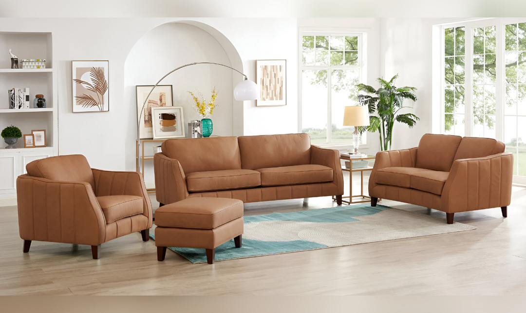 Aria 2-Seater Leather Sofa In Saddle Brown-Jennifer Furniture