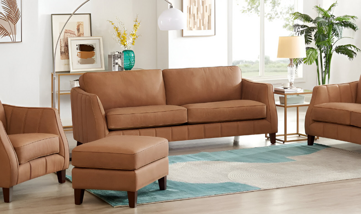 Aria 2-Seater Leather Sofa In Saddle Brown-Jennifer Furniture